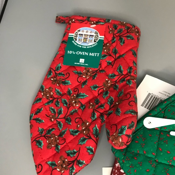Vintage NOS 4pc Christmas holiday oven bake mitten gloves bundle - Picture 6 of 10